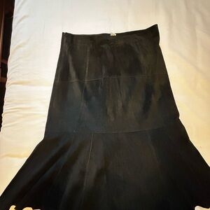 CAbi Suede Black Flare Midi Skirt